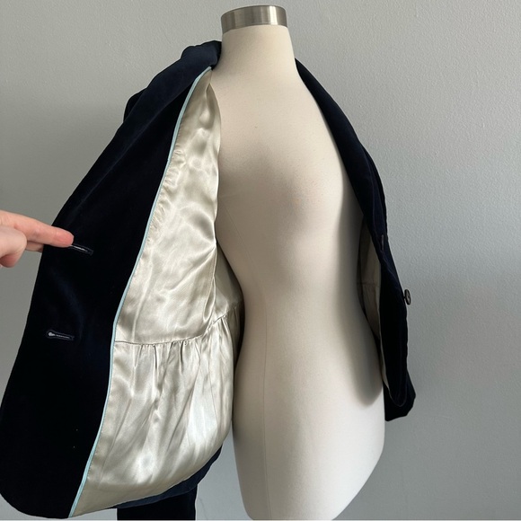 J. Crew Deep Blue Velvet Blazer Jacket Sz 8 - Picture 6 of 7